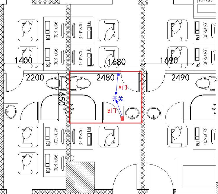 卫生间互锁，AB门互锁，公共卫生间互锁，两门互锁(图2)